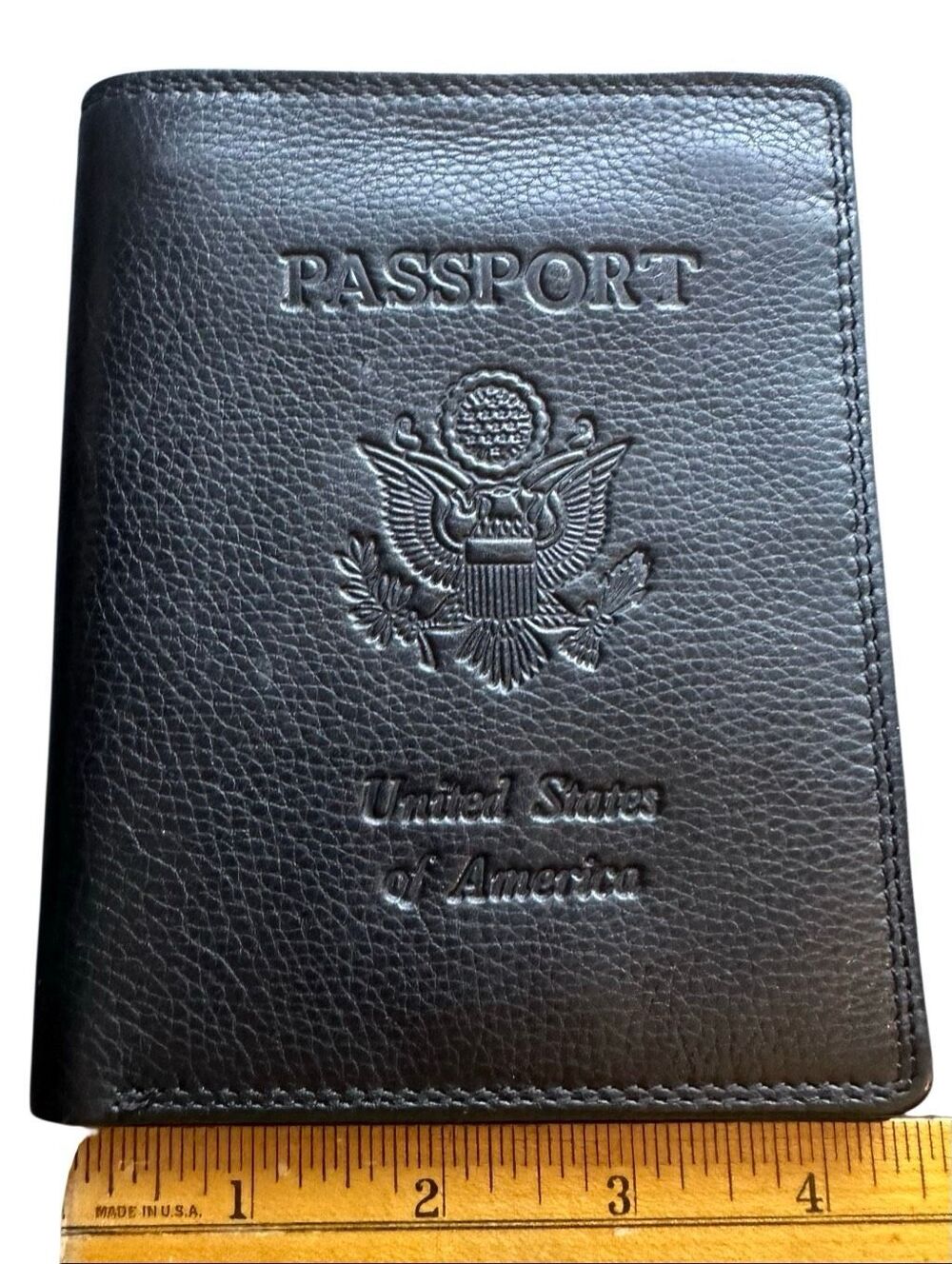 Fossil Black Leather Passport Holder great shape